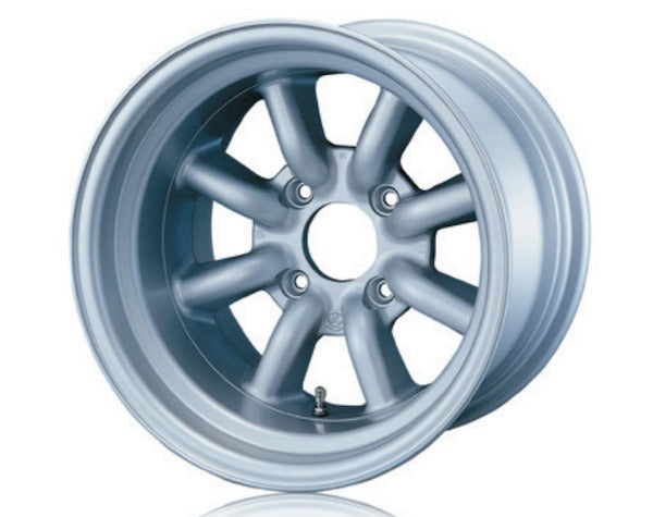 Silver alloy wheel on a white background